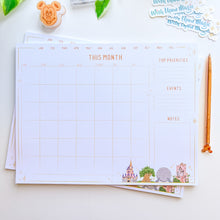 Load image into Gallery viewer, WDW Park Landmarks Undated *Monthly* Planner Notepad