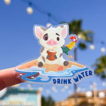 Load image into Gallery viewer, Pua and Hei Hei Drink Water Transparent Sticker