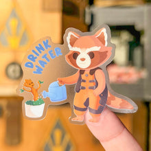 Load image into Gallery viewer, Drink Water with Rocket and Groot Transparent Sticker