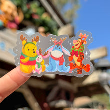 Load image into Gallery viewer, Pooh and Friends Christmas Reindeer Transparent Sticker