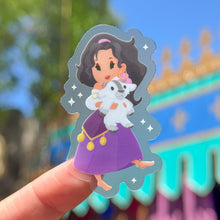 Load image into Gallery viewer, Esmeralda with Djali Goat Plushie Transparent Sticker