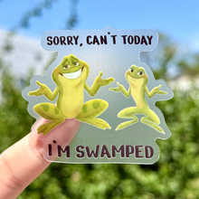 Load image into Gallery viewer, Tiana & Naveen Can't Today I'm Swamped Transparent Sticker