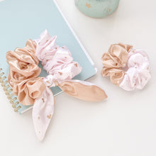 Load image into Gallery viewer, Neutral Jumbo & Petite Satin Scrunchies (Set of 2)