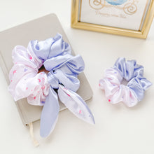 Load image into Gallery viewer, Blue Jumbo & Petite Satin Scrunchies (Set of 2)