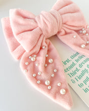 Load image into Gallery viewer, Pink Plush Velvet Double Bow Clip