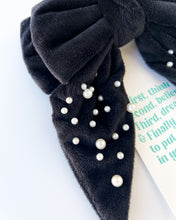 Load image into Gallery viewer, Black Plush Velvet Double Bow Clip