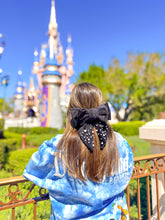 Load image into Gallery viewer, Black Plush Velvet Double Bow Clip