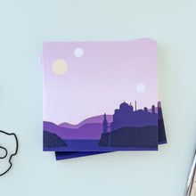 Load image into Gallery viewer, Stack of purple Post Its featuring Naboo on a light blue background