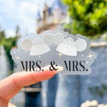 Load image into Gallery viewer, Mrs. & Mrs. Mouse Hats Transparent Sticker