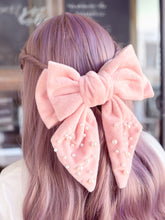 Load image into Gallery viewer, Pink Plush Velvet Double Bow Clip