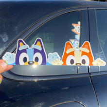 Load image into Gallery viewer, Blue Heeler Siblings Peeker Car Decal