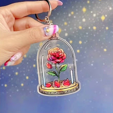 Load and play video in Gallery viewer, Enchanted Rose Acrylic SHAKER KEYCHAIN