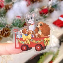 Load image into Gallery viewer, Lady & Tramp Christmas Vintage Wagon Transparent Sticker