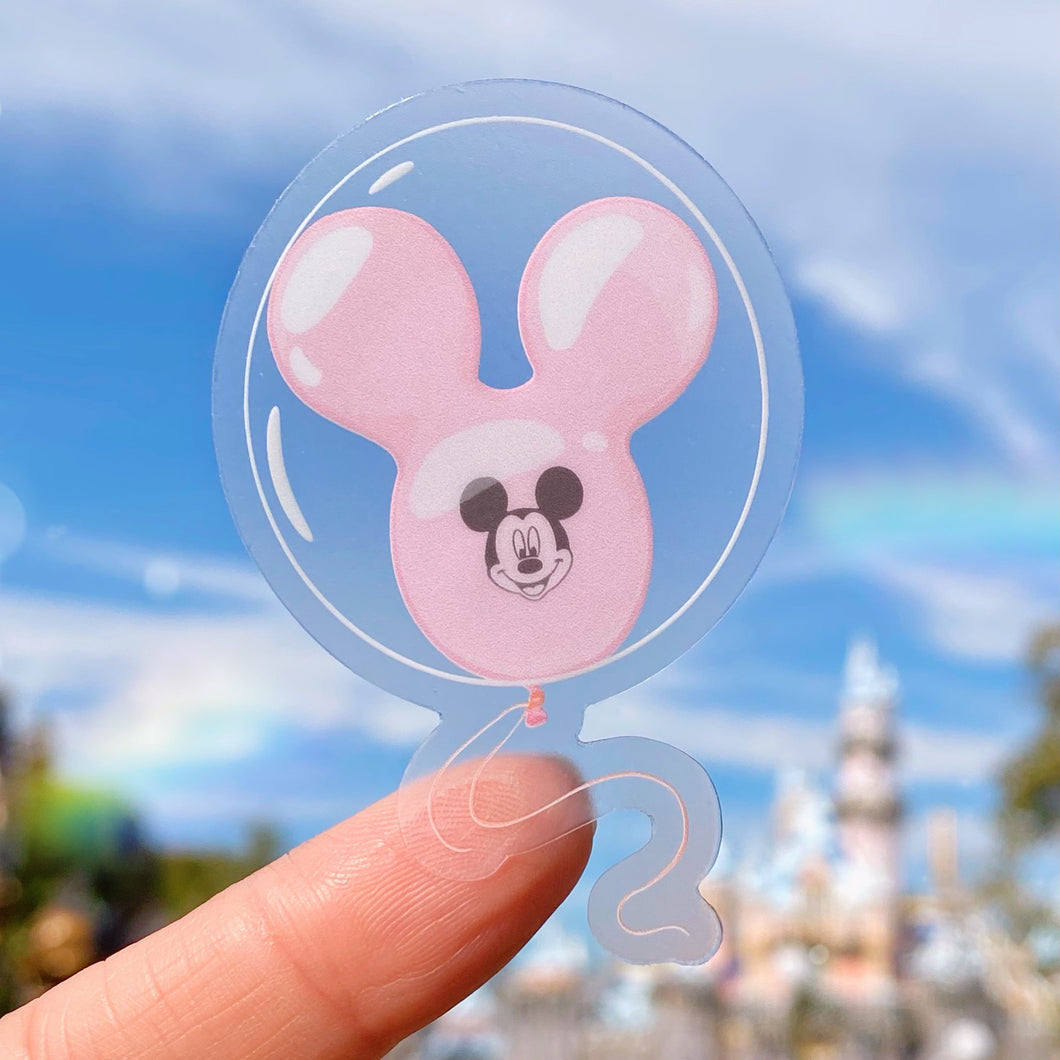 Pink Mickey Balloon Transparent Disney Sticker