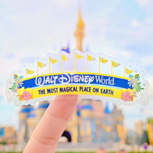 Load image into Gallery viewer, Disney World Entrance Floral Sign Transparent Sticker
