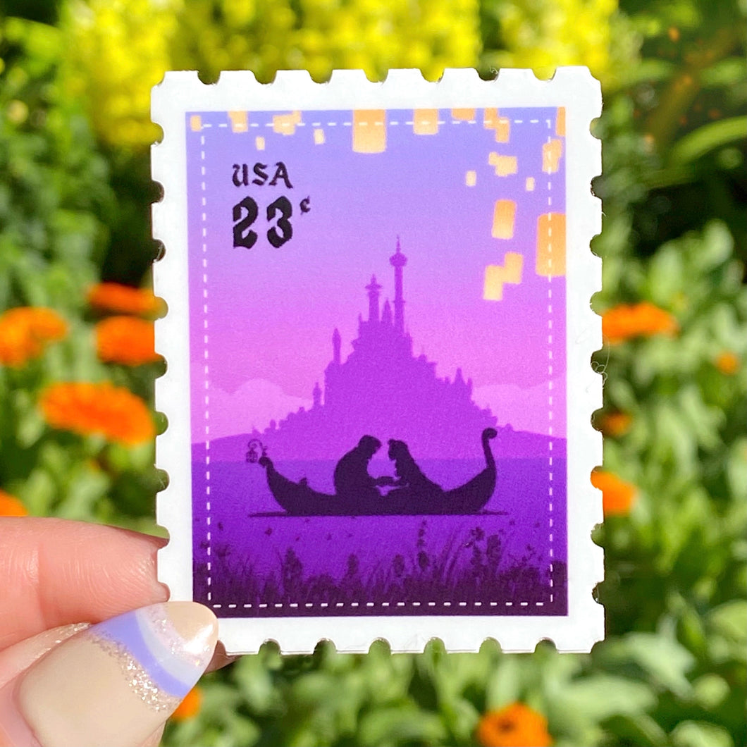 Rapunzel & Flynn Postage Stamp Sticker