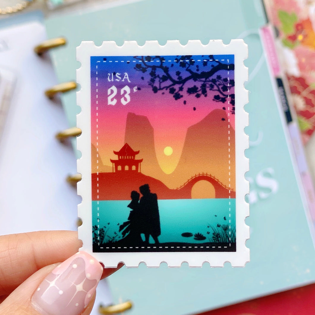 Mulan & General Postage Stamp Sticker