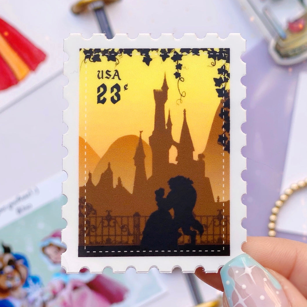 Belle & Beast Postage Stamp Sticker