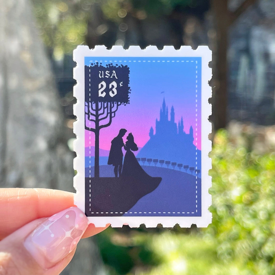 Princess Aurora & Prince Phillip Postage Stamp Sticker