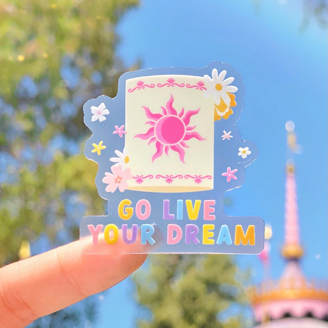 Go Live Your Dream Tangled Transparent Sticker