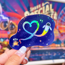Load image into Gallery viewer, Wall-E & Eve Heart Holographic Sticker