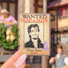 Load image into Gallery viewer, Flynn Rider Wanted Poster Tangled Transparent Sticker
