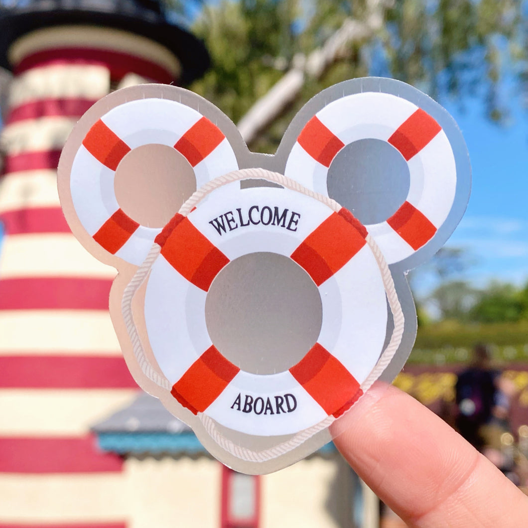 Welcome Aboard Cruise Wreath Transparent Sticker