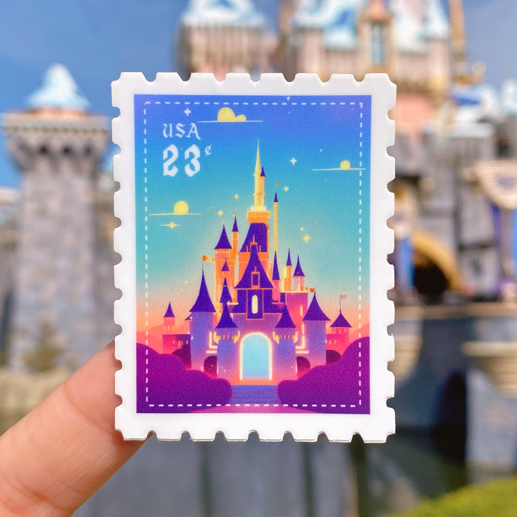 Fantasy Castle Postage Stamp Sticker