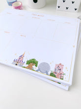 Load image into Gallery viewer, WDW Park Landmarks Undated *Weekly* Planner Notepad
