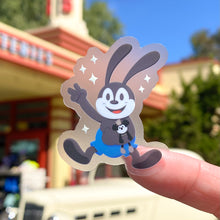 Load image into Gallery viewer, Oswald with Steamboat Willie Plushie Transparent  Sticker