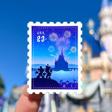Load image into Gallery viewer, Mouse Sweethearts Fireworks Postage Stamp Sticker