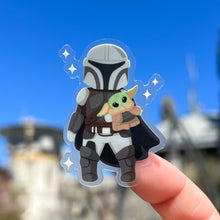 Load image into Gallery viewer, Mando and the BB Child Plushie Transparent  Sticker