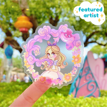 Load image into Gallery viewer, Alice Cheshire Cat Wreath Transparent  Sticker