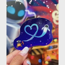Load and play video in Gallery viewer, Wall-E & Eve Heart Holographic Sticker