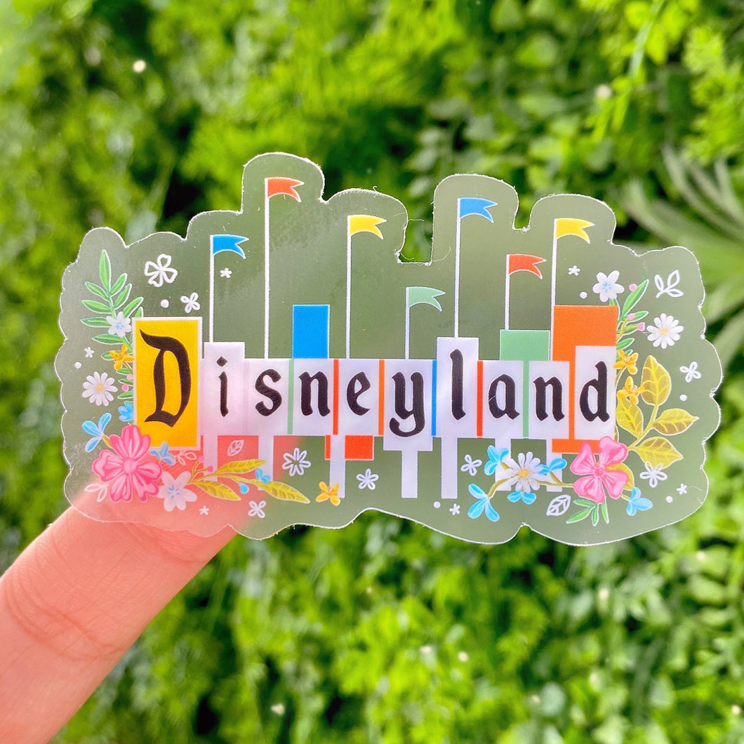 Vintage Disneyland Floral Sign Transparent Sticker