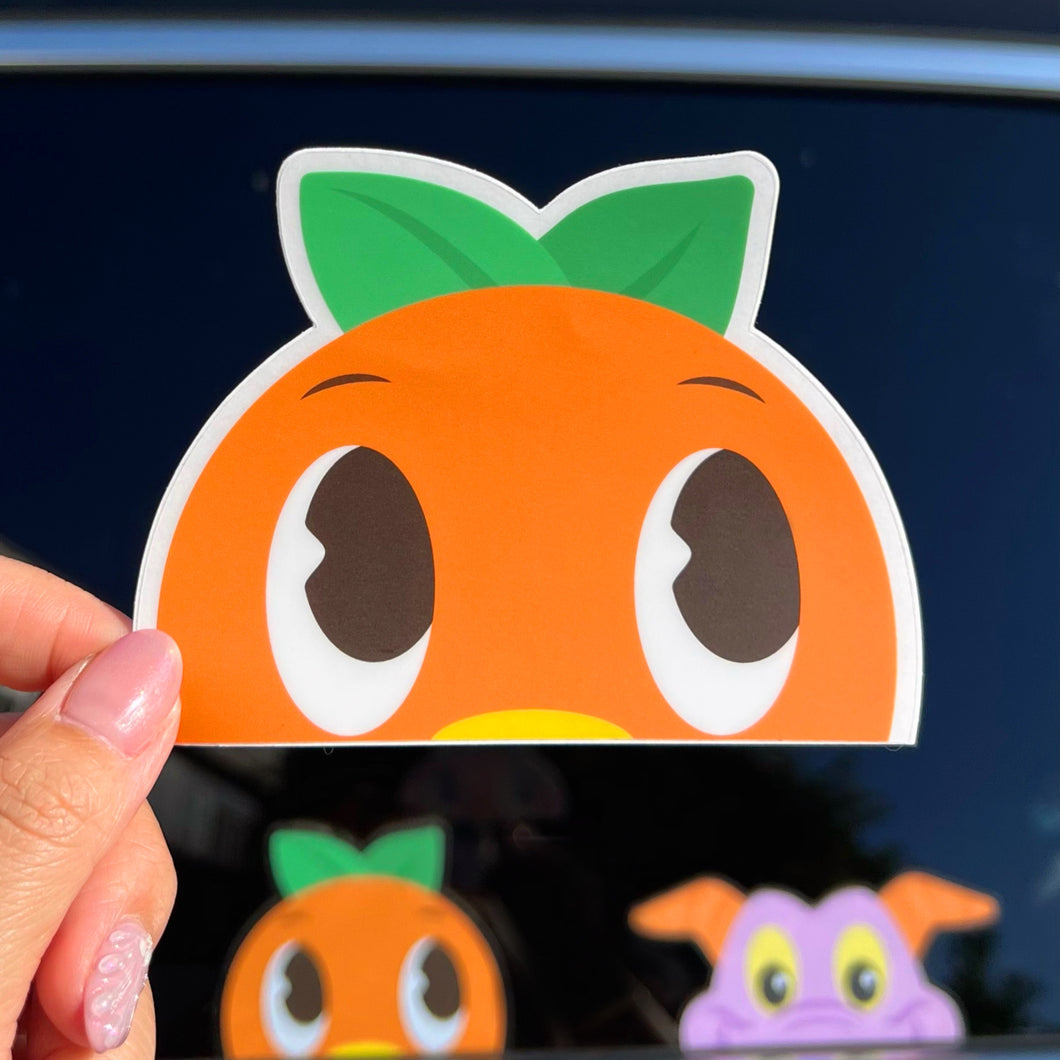 Orange Bird Peeker Car Decal