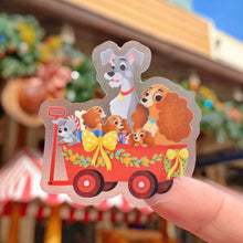 Load image into Gallery viewer, Lady & Tramp Christmas Vintage Wagon Transparent Sticker