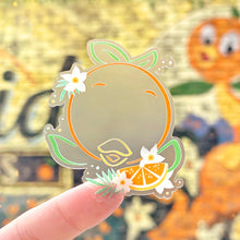 Load image into Gallery viewer, Orange Bird Blossom Flower Wreath Transparent Sticker