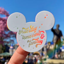 Load image into Gallery viewer, Yesterday, Tomorrow, & Fantasy Mouse Holographic Sticker