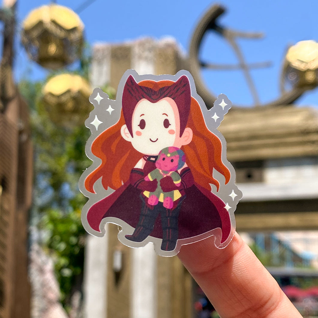 Scarlet Witch with Vision Plushie Transparent Sticker