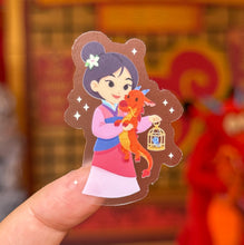 Load image into Gallery viewer, Mulan with Mushu and Cri-Kee Plushie Transparent sticker
