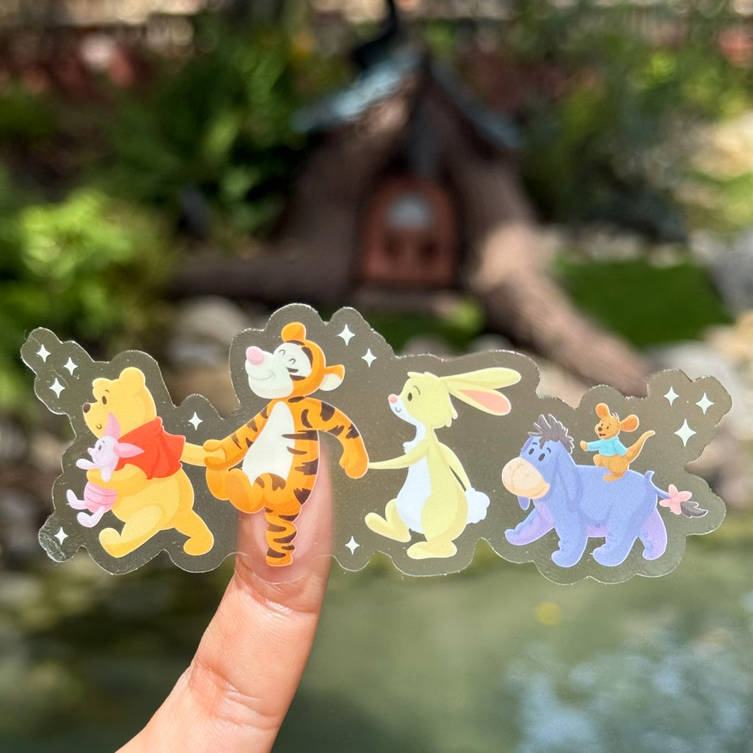Pooh and Friends Parade Transparent Sticker
