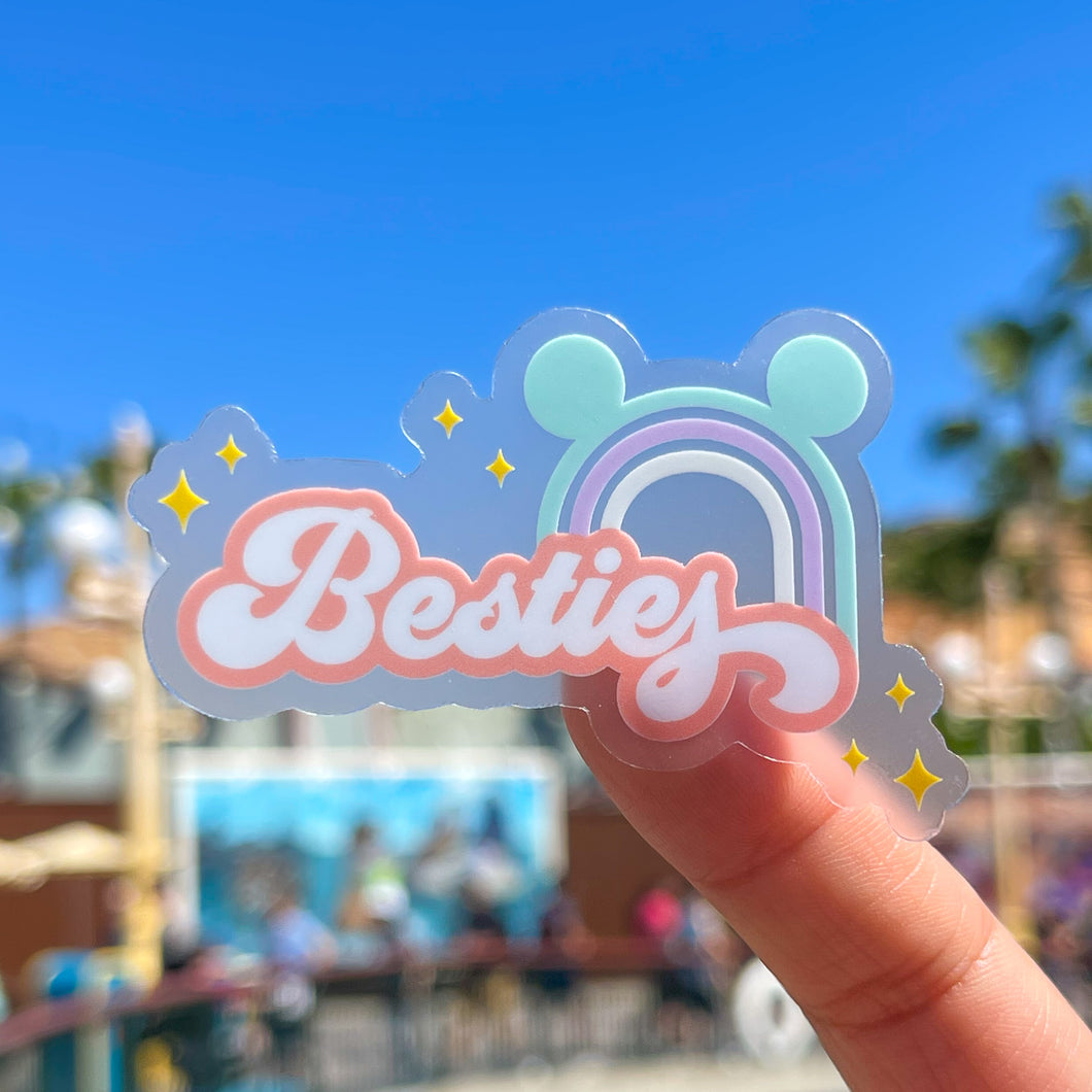 Besties (Coral Pink Version) Transparent Sticker
