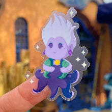 Load image into Gallery viewer, Sea Witch with Flotsam and Jetsam Plushie Transparent Sticker
