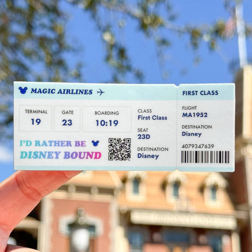 Boarding Pass To Disney Sticker
