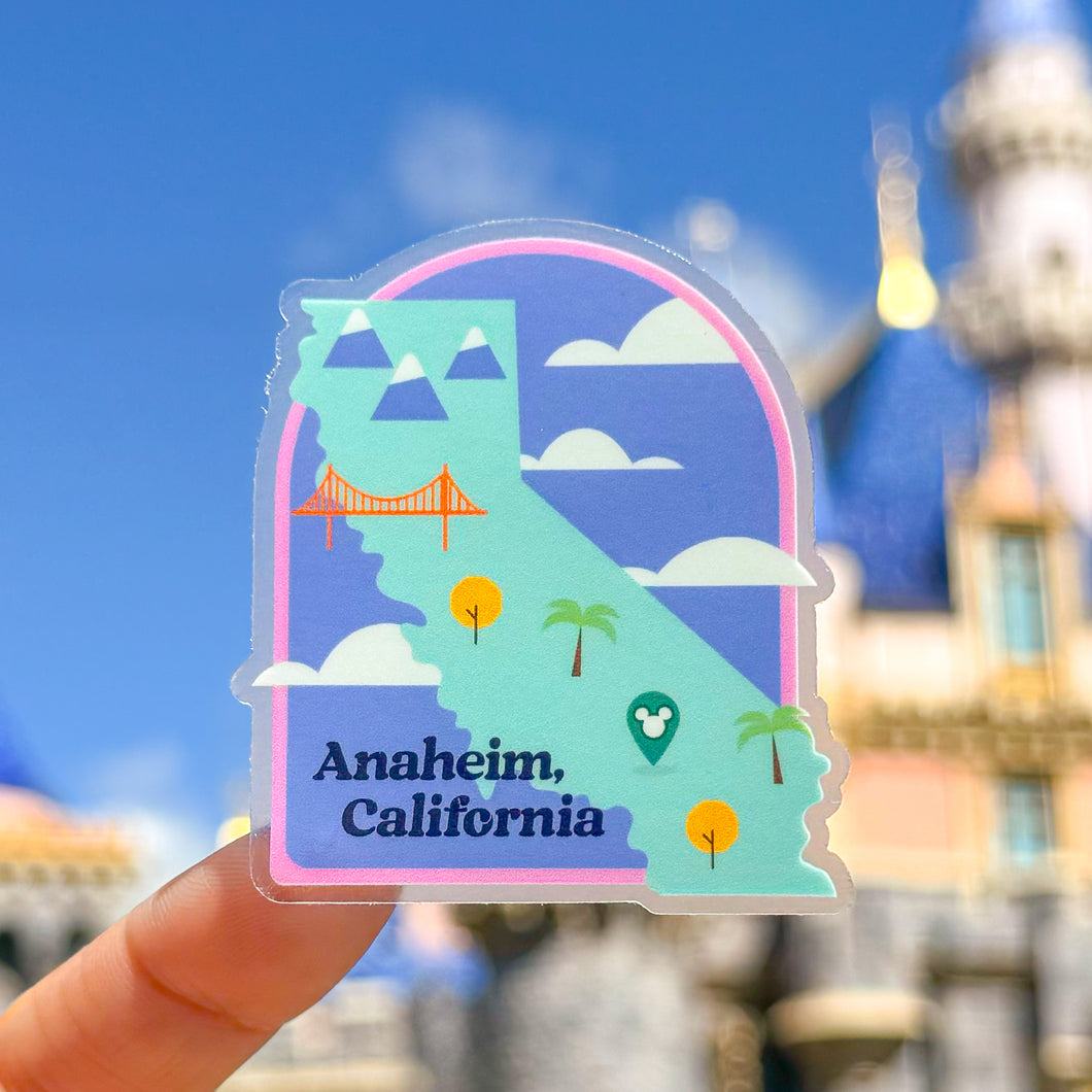 Anaheim CA State Destination Transparent Sticker