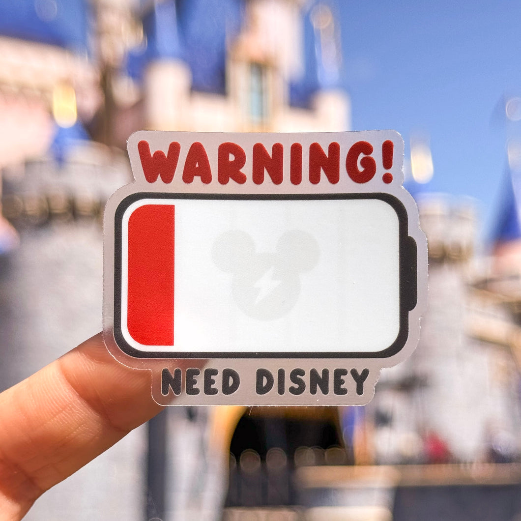 Battery Low Need Disney Transparent Sticker