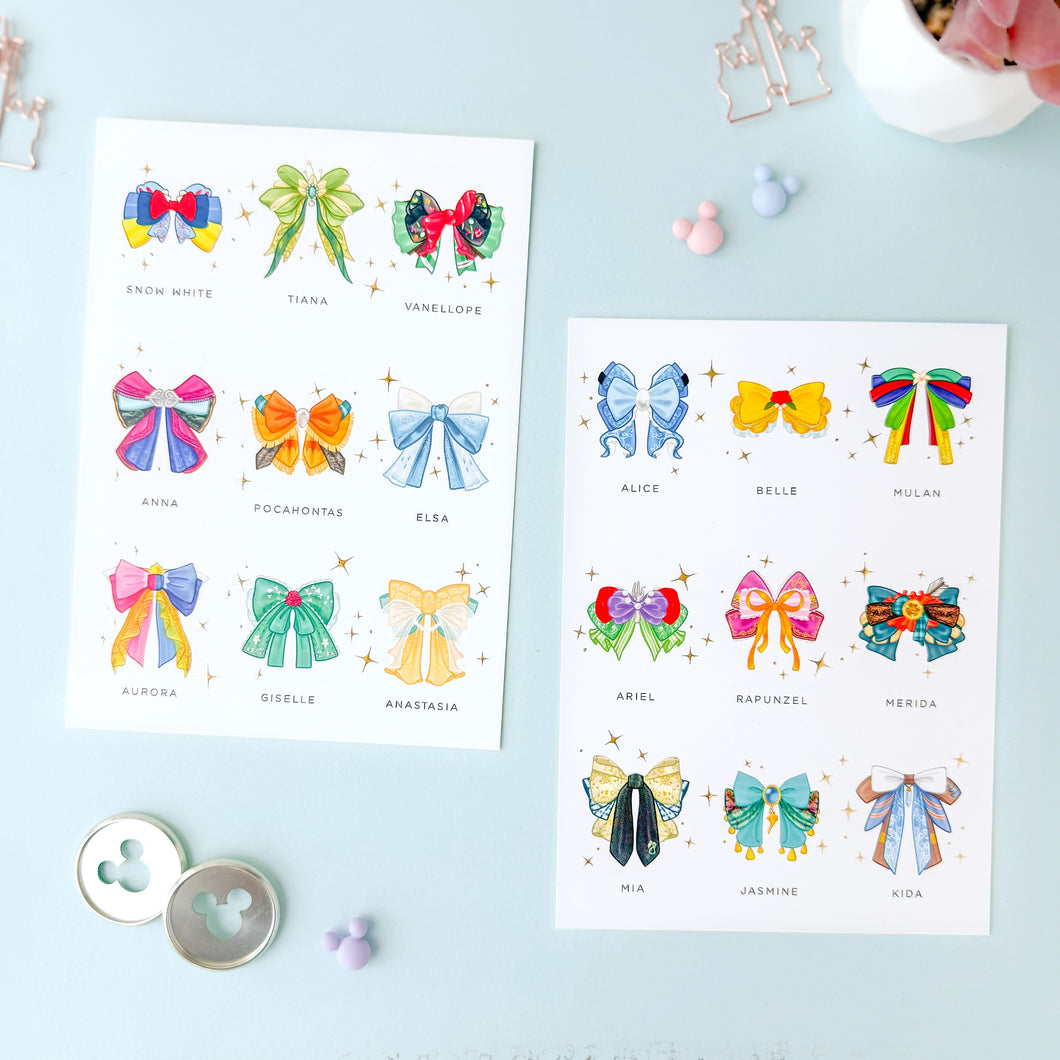 Princess Bows Set Gold Foil Print