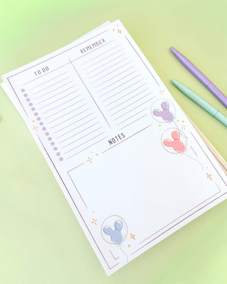 Everyday To Dos Park Balloons Planner Notepad – Wish Upon Magic