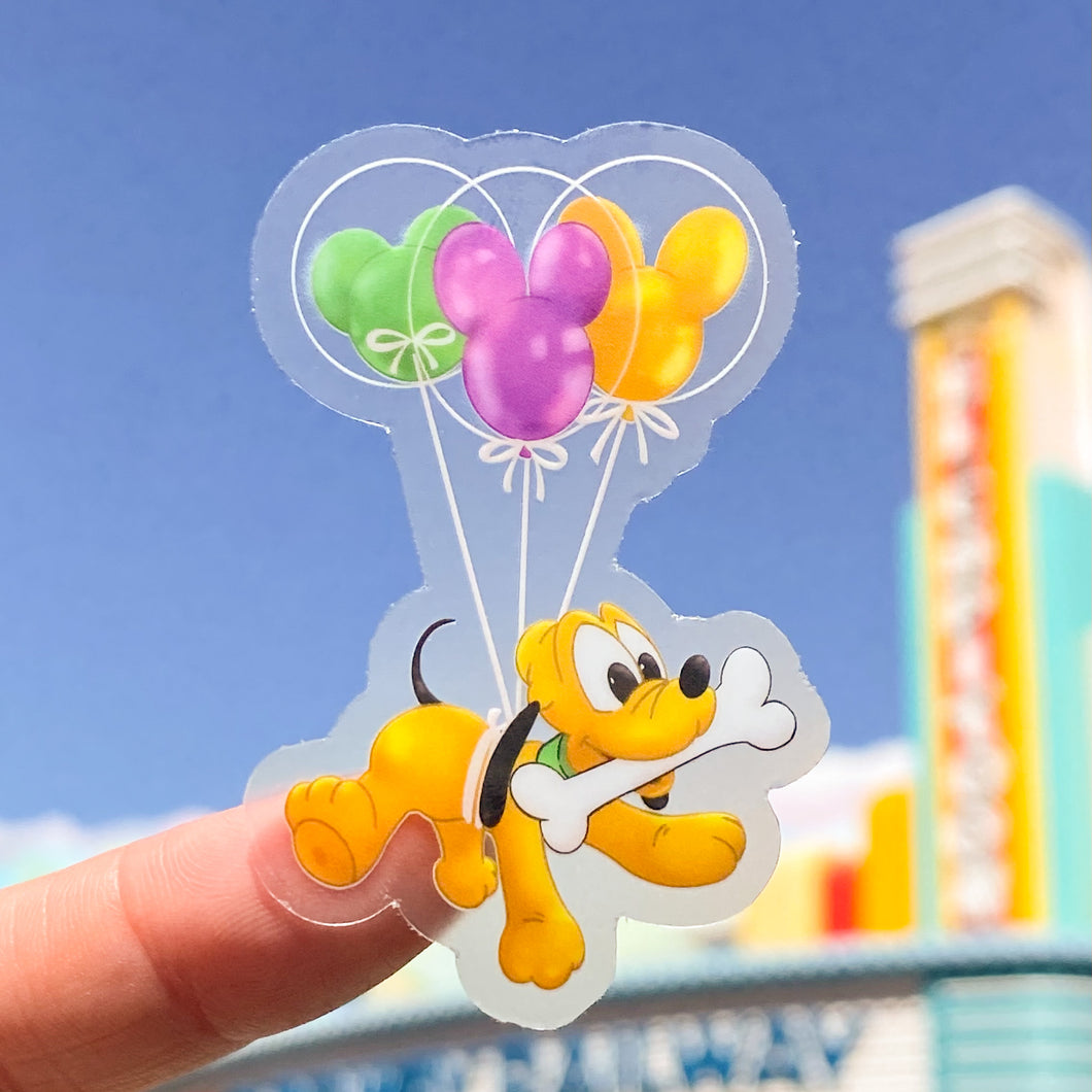 Pluto Mickey Balloon Transparent Sticker